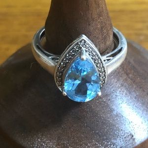 Aquamarine Sterling Silver Pear shaped ring